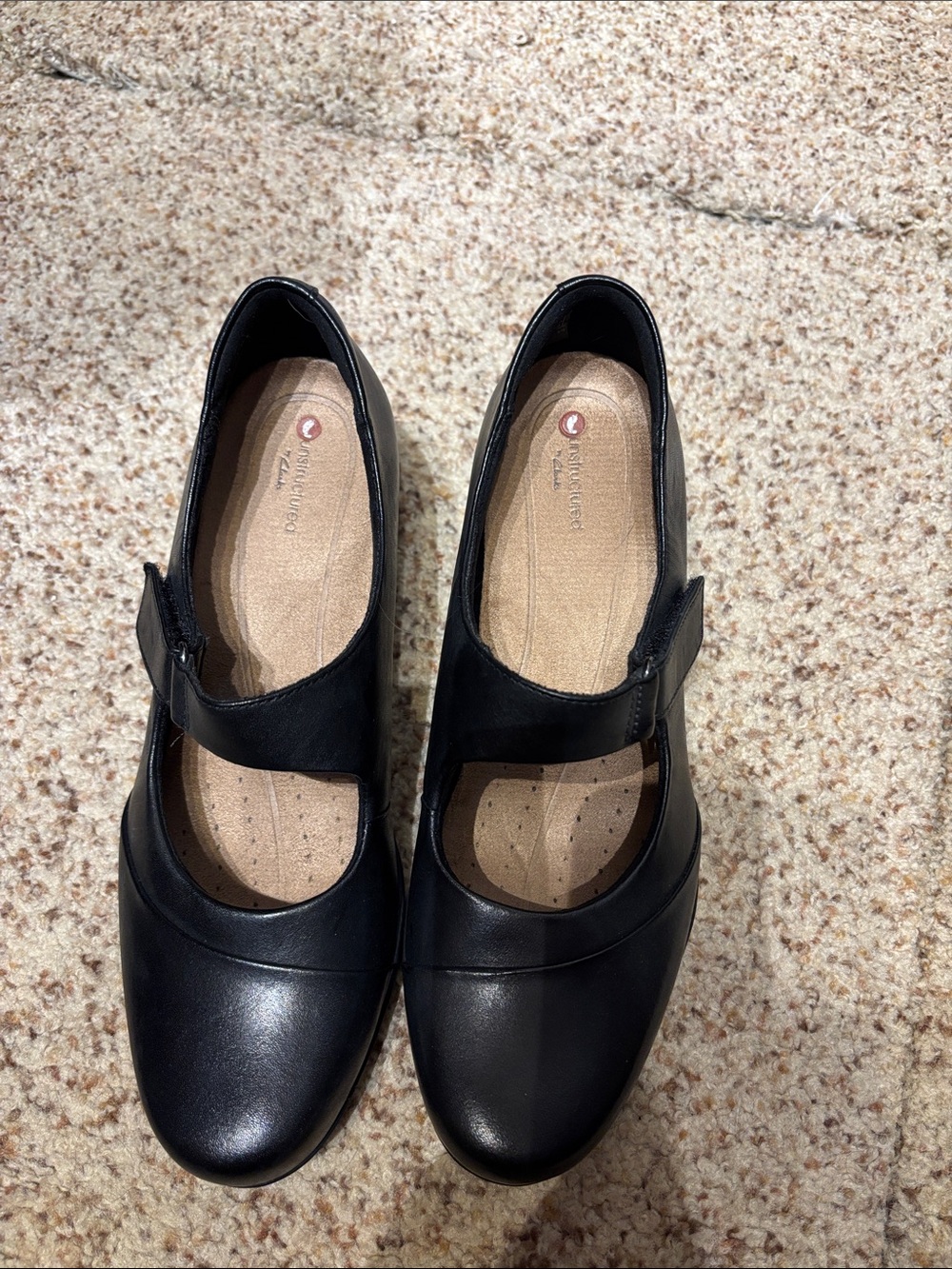Clarks Black Mary Jane Flats with Strap